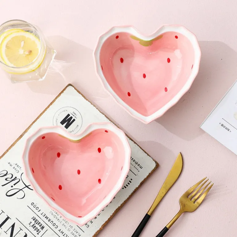 Strawberry Heart Cereal Bowl & Spoon