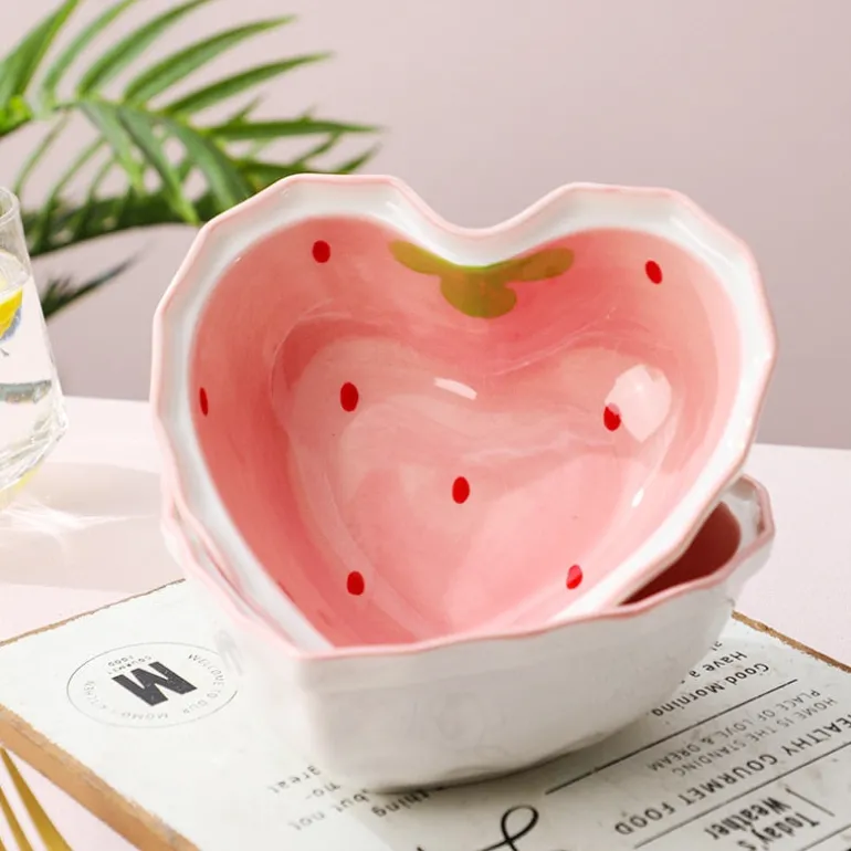 Strawberry Heart Cereal Bowl & Spoon
