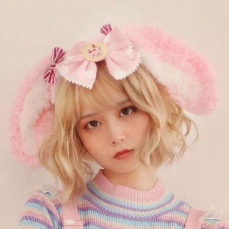 Strawbunny Ear Plush Headband