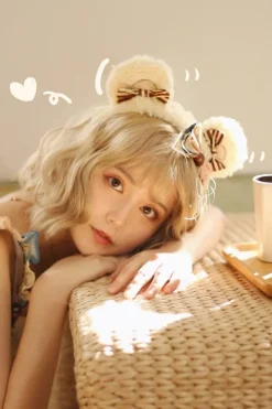 Strawbunny Ear Plush Headband