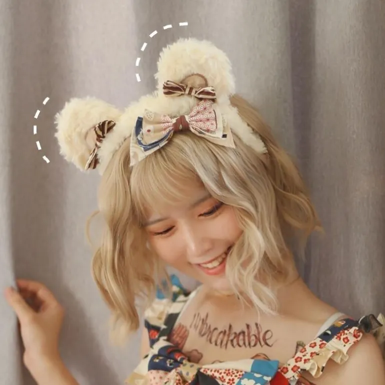 Strawbunny Ear Plush Headband