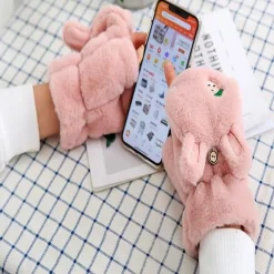 Strawbunny Plush Mittens