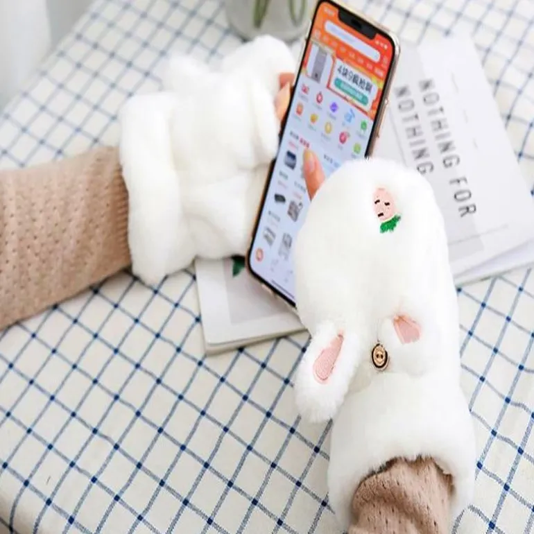 Strawbunny Plush Mittens