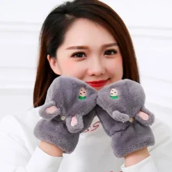 Strawbunny Plush Mittens