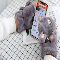 Strawbunny Plush Mittens