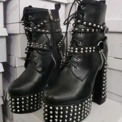 Stud & Chain Moto Boots
