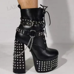 Stud & Chain Moto Boots