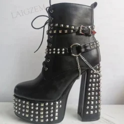 Stud & Chain Moto Boots
