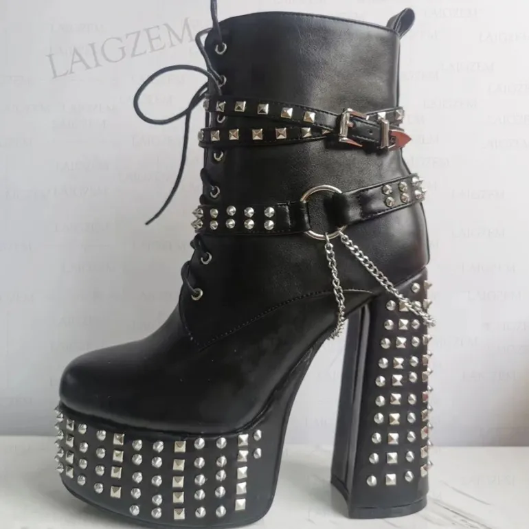 Stud & Chain Moto Boots