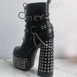 Stud & Chain Moto Boots