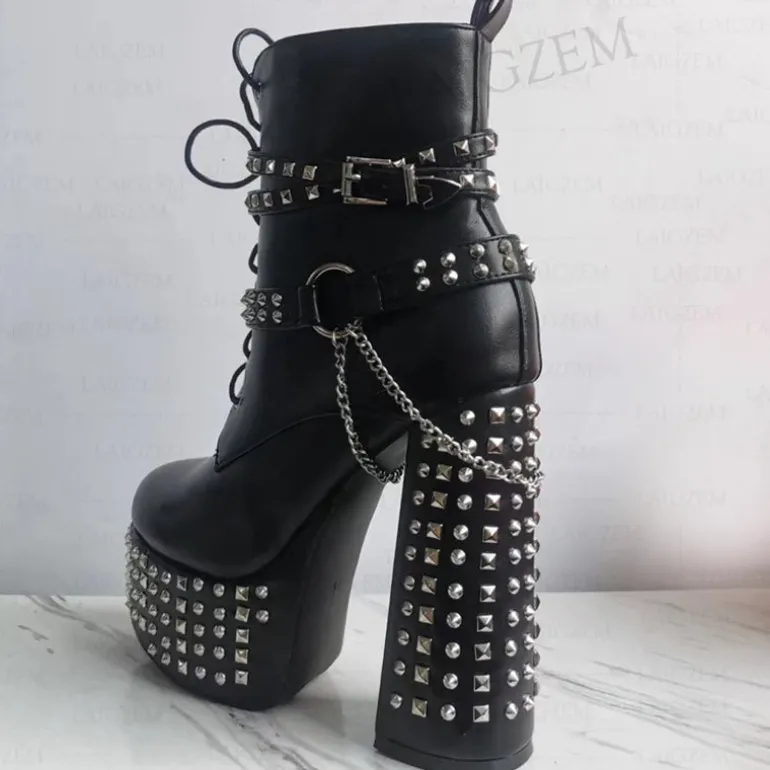 Stud & Chain Moto Boots
