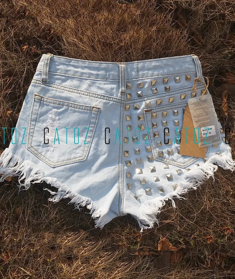 Studded Jean Shorts