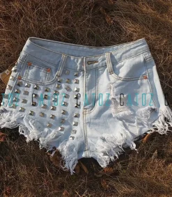 Studded Jean Shorts