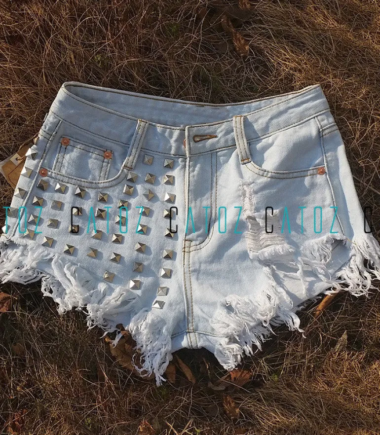 Studded Jean Shorts