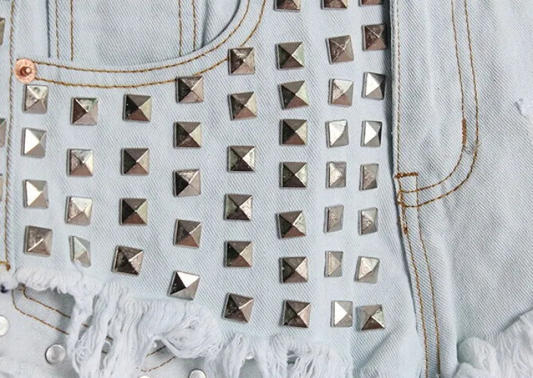 Studded Jean Shorts
