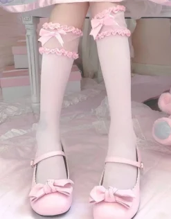 Sweet Satin Ribbon Lace Knee Socks