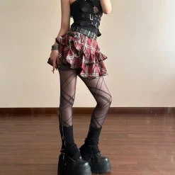 Tartan Red Plaid Goth Skirt
