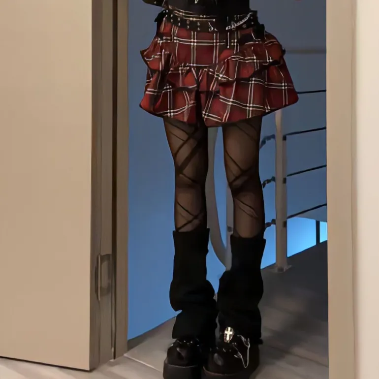 Tartan Red Plaid Goth Skirt