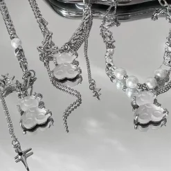 Teddy Bear Goth Chain Necklace