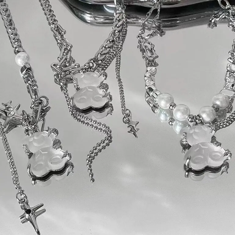 Teddy Bear Goth Chain Necklace