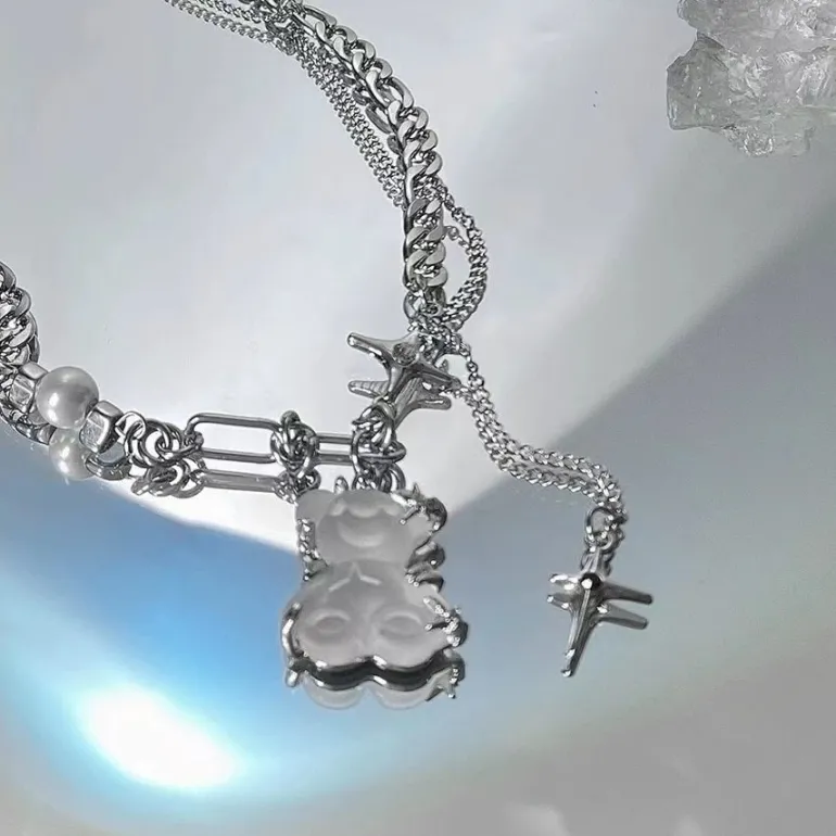 Teddy Bear Goth Chain Necklace
