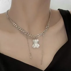 Teddy Bear Goth Chain Necklace