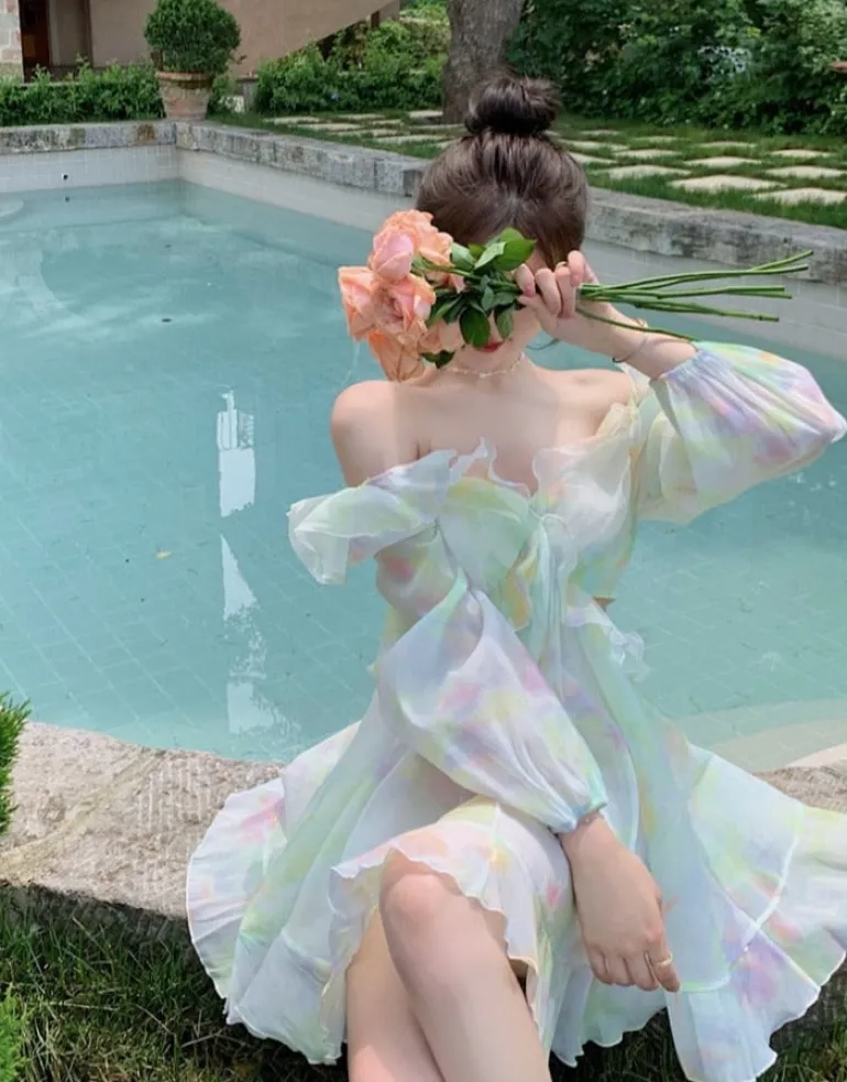 Tie-Dye Fairy Ruffled Dress