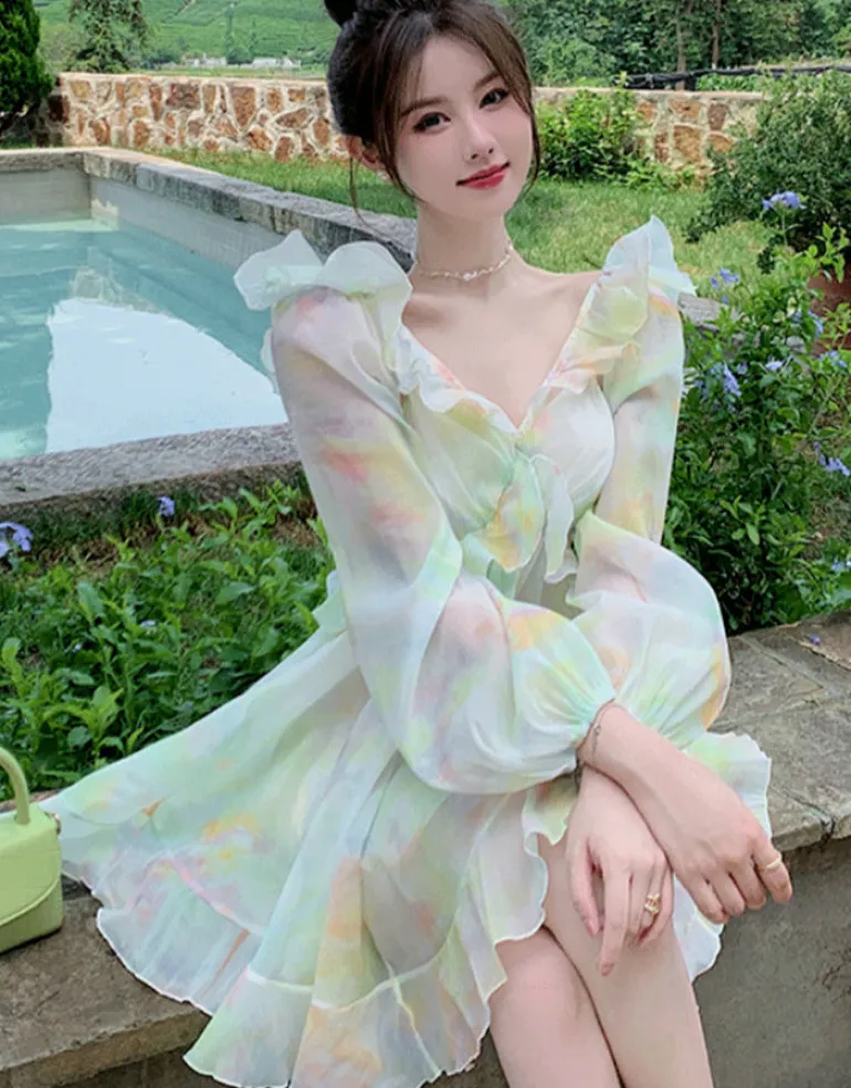 Tie-Dye Fairy Ruffled Dress