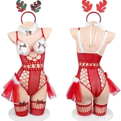 Tiny Reindeer Fishnet Lingerie