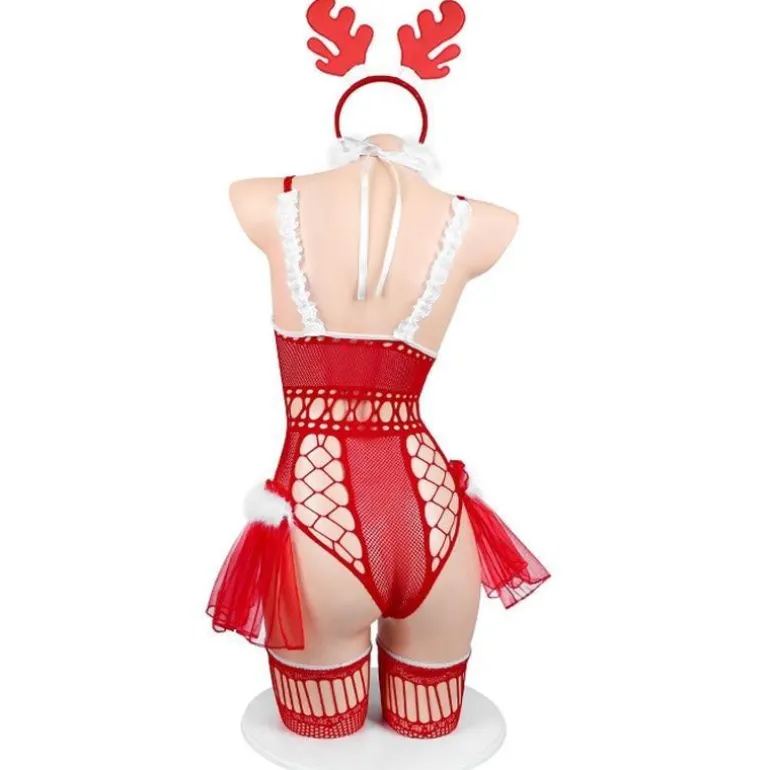 Tiny Reindeer Fishnet Lingerie