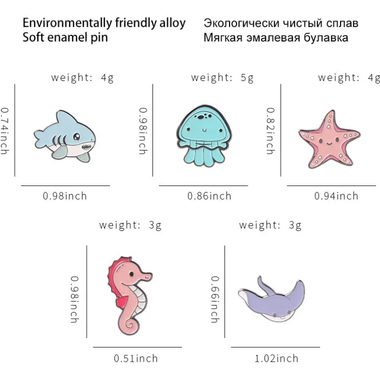 Tiny Sea Animal Pins