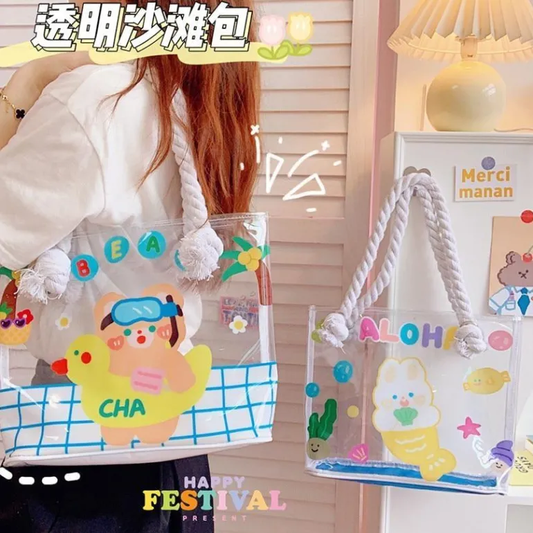 Transparent Kawaii Beach Bag