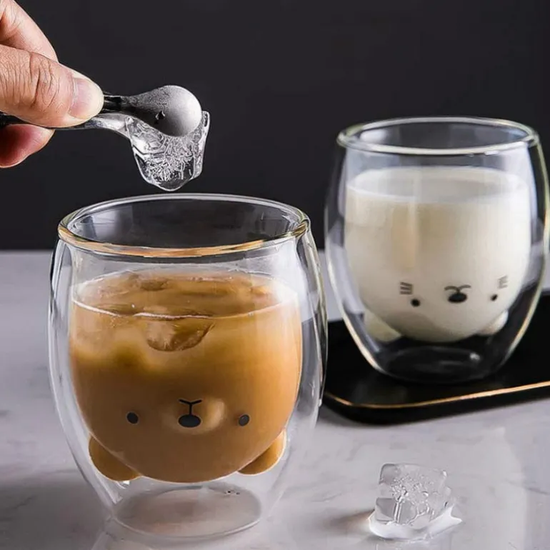 Upside Down Bear Glass Cup