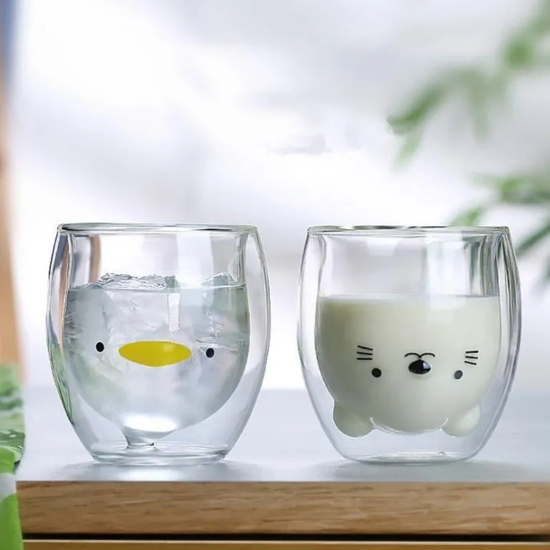 Upside Down Bear Glass Cup