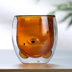 Upside Down Bear Glass Cup
