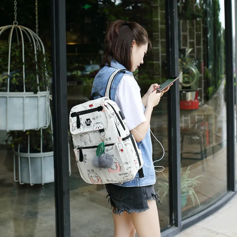 USB Charging Backpack Set