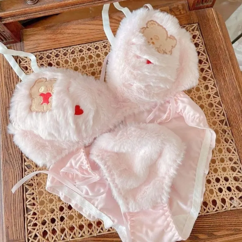 Valentine Fuzzy Bear Lingerie Set