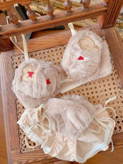 Valentine Fuzzy Bear Lingerie Set