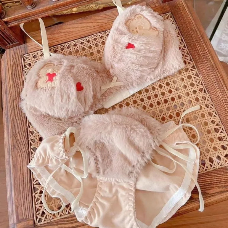 Valentine Fuzzy Bear Lingerie Set