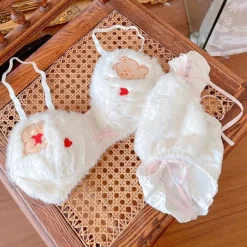 Valentine Fuzzy Bear Lingerie Set