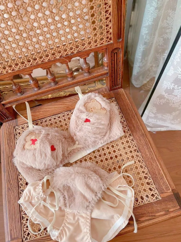 Valentine Fuzzy Bear Lingerie Set