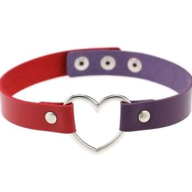 Vegan Leather Heart Collar