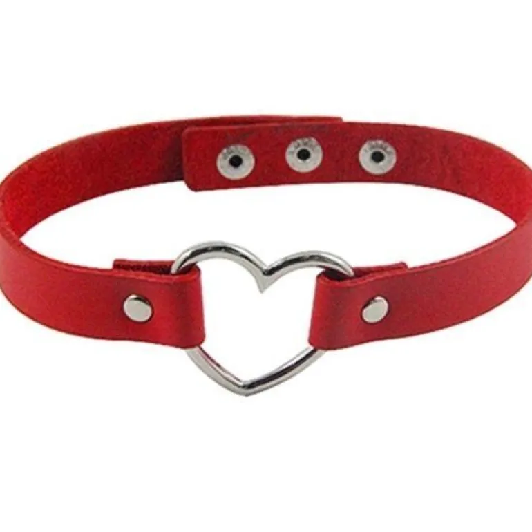 Vegan Leather Heart Collar