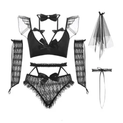 Veiled Gothic Bridal Lingerie Set