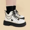 White Chained Ankle Moto Boots