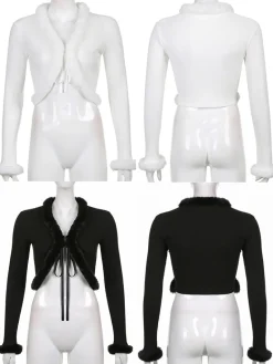White Fur Trim Cardigan