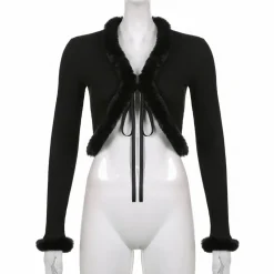 White Fur Trim Cardigan