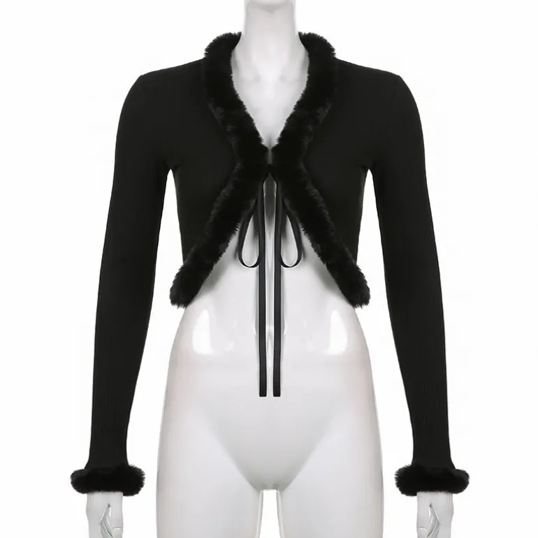 White Fur Trim Cardigan