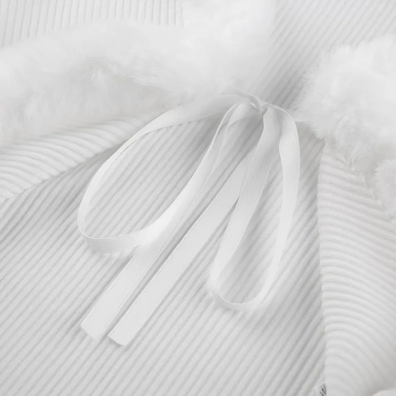 White Fur Trim Cardigan