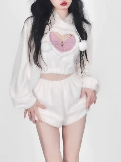 White Fuzzy Valentine Set